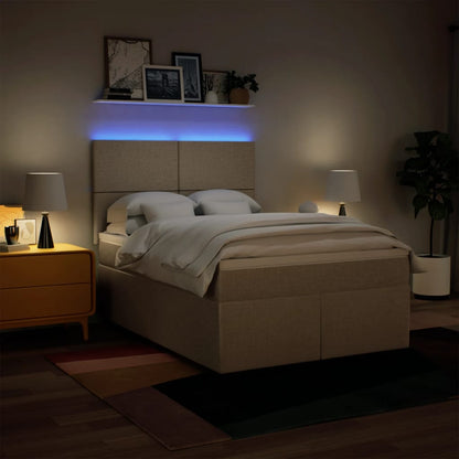 Boxspring met matras stof crèmekleurig 140x200 cm