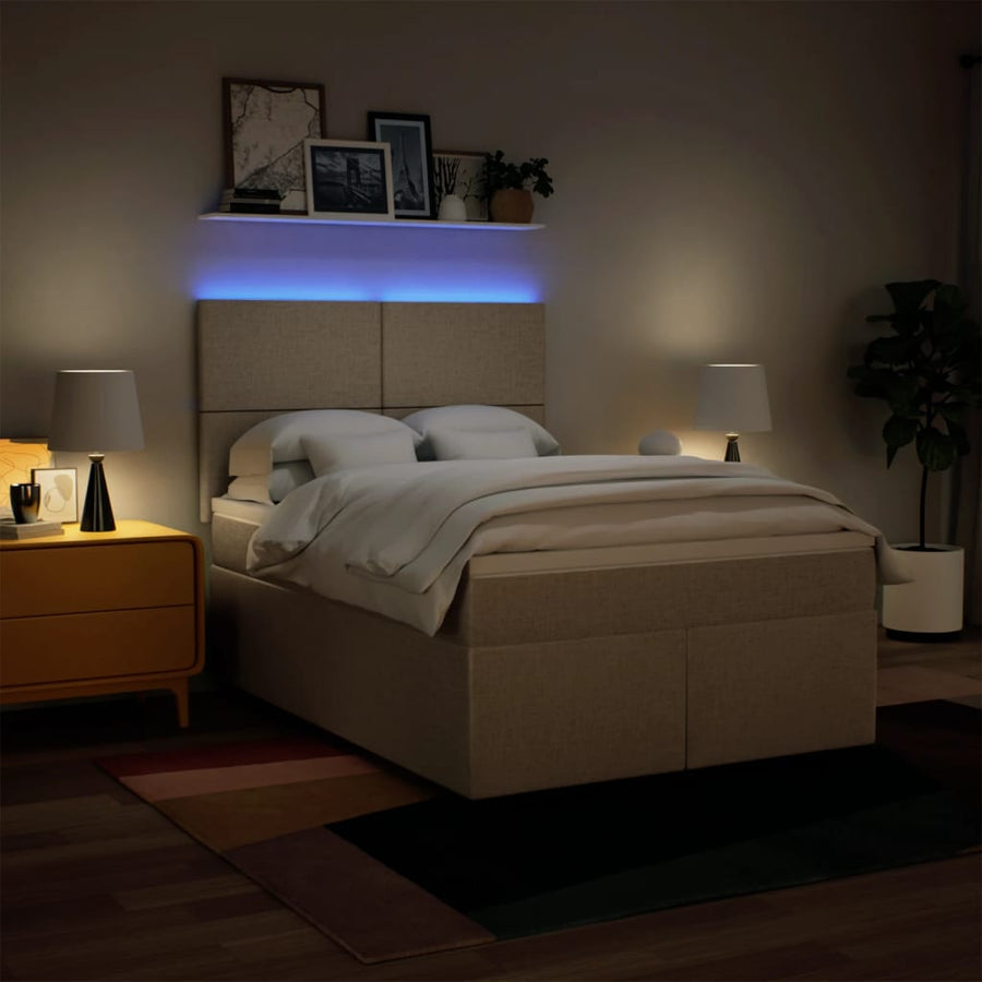 Boxspring met matras stof crèmekleurig 140x200 cm