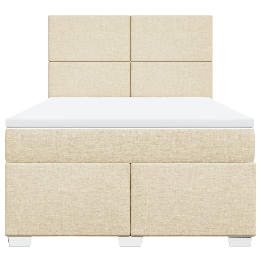Boxspring met matras stof crèmekleurig 140x200 cm