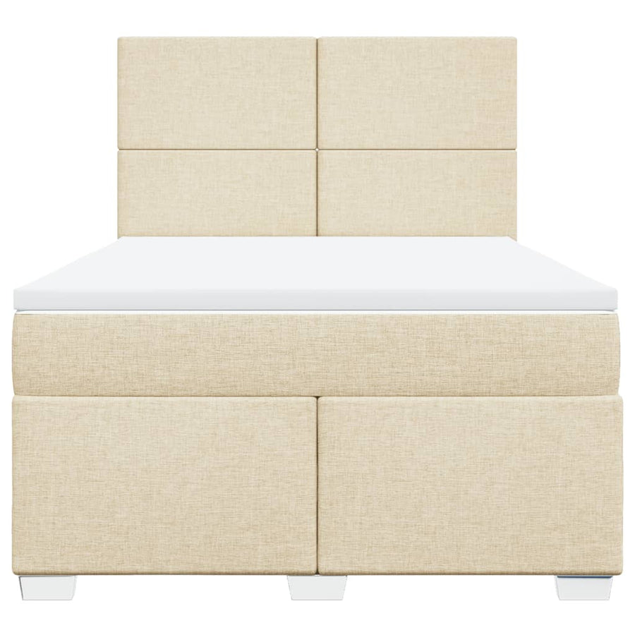Boxspring met matras stof crèmekleurig 140x200 cm