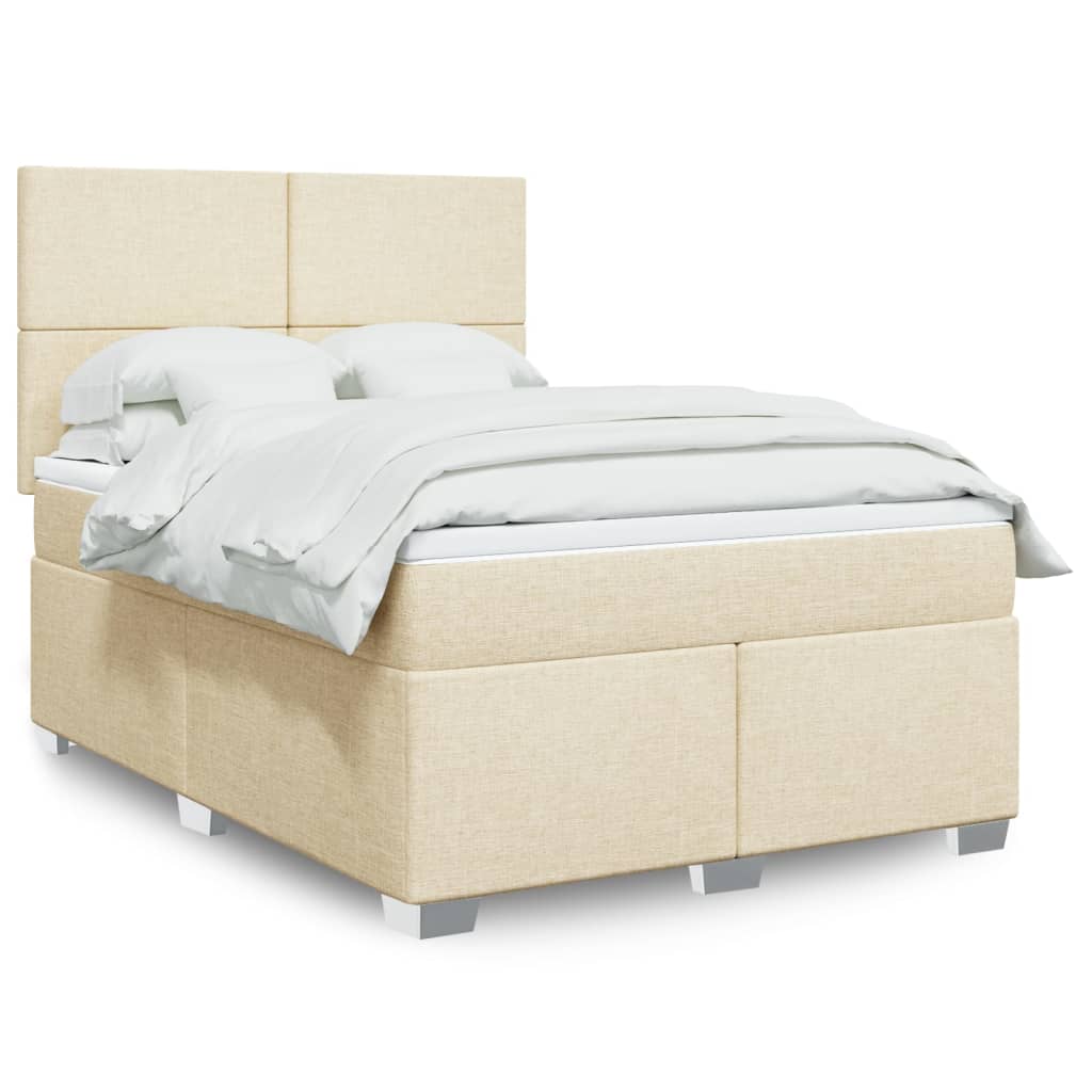 Boxspring met matras stof crèmekleurig 140x200 cm