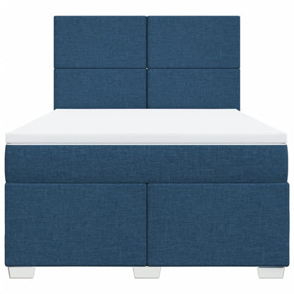 Boxspring met matras stof blauw 140x200 cm