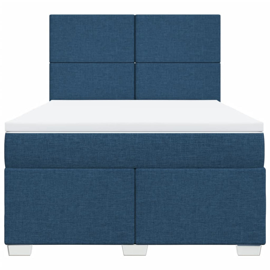 Boxspring met matras stof blauw 140x200 cm