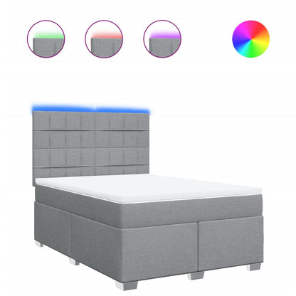 Boxspring met matras stof lichtgrijs 140x200 cm