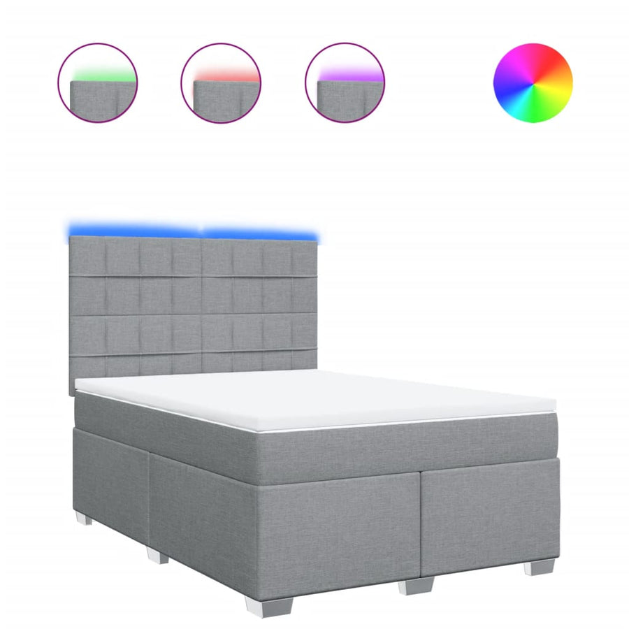Boxspring met matras stof lichtgrijs 140x200 cm