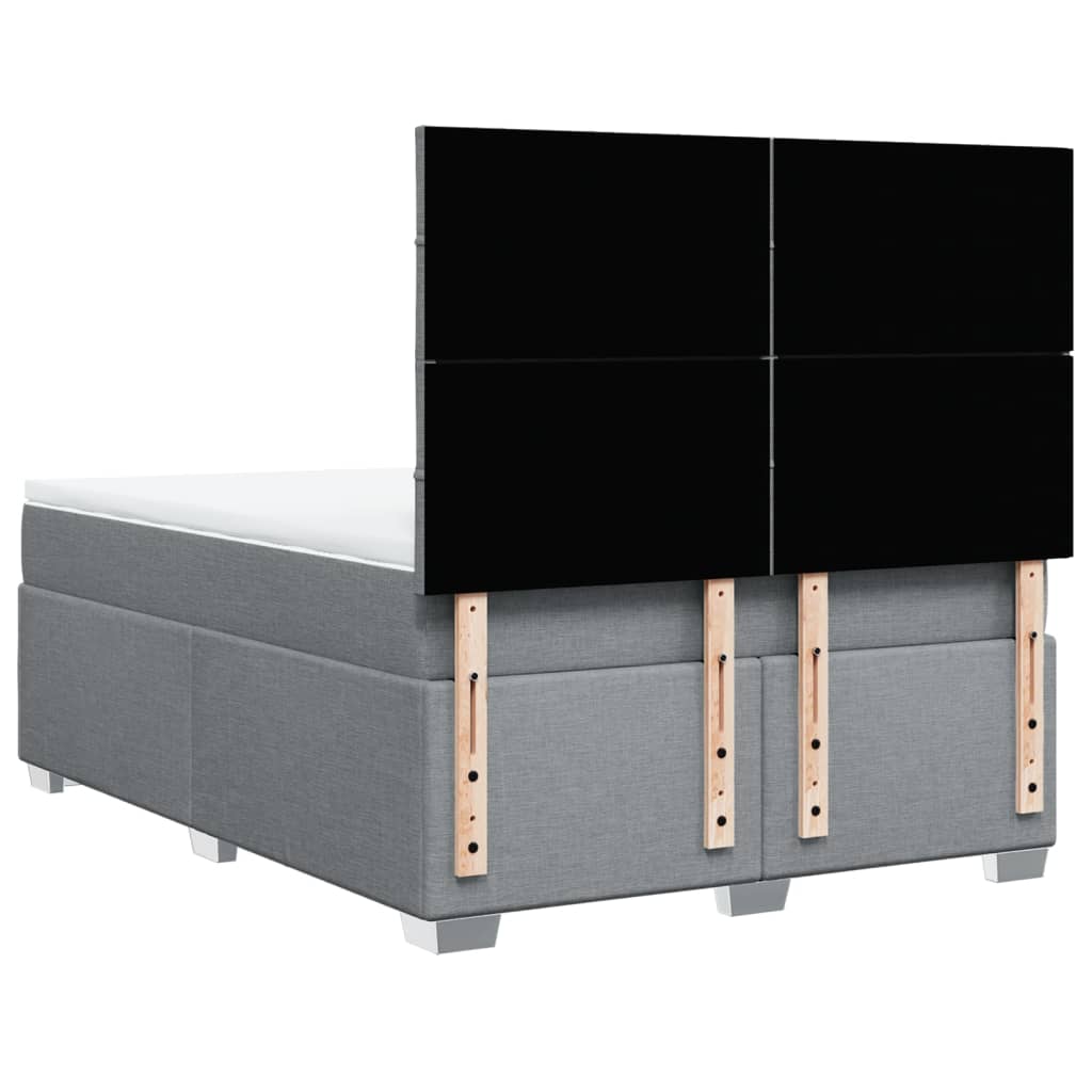 Boxspring met matras stof lichtgrijs 140x200 cm