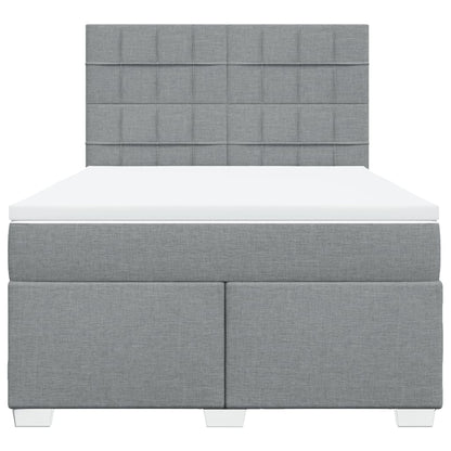 Boxspring met matras stof lichtgrijs 140x200 cm
