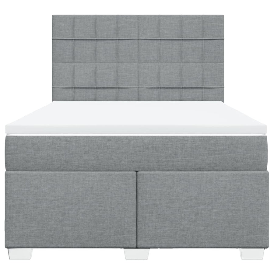 Boxspring met matras stof lichtgrijs 140x200 cm