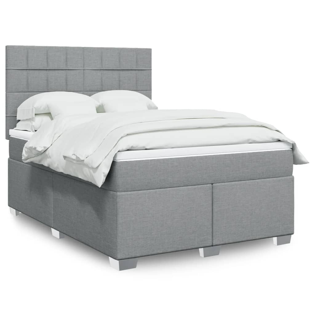 Boxspring met matras stof lichtgrijs 140x200 cm