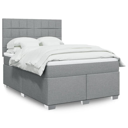 Boxspring met matras stof lichtgrijs 140x200 cm