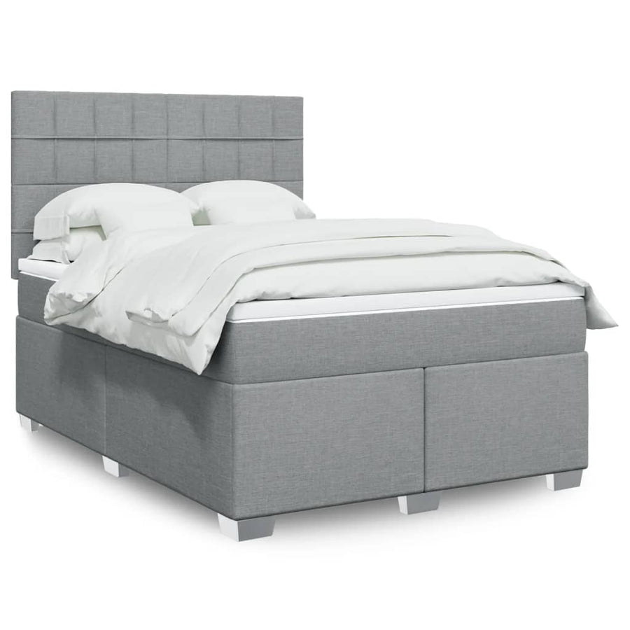 Boxspring met matras stof lichtgrijs 140x200 cm