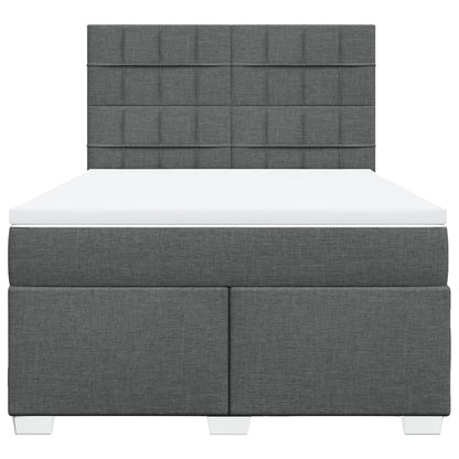 Boxspring met matras stof donkergrijs 140x200 cm