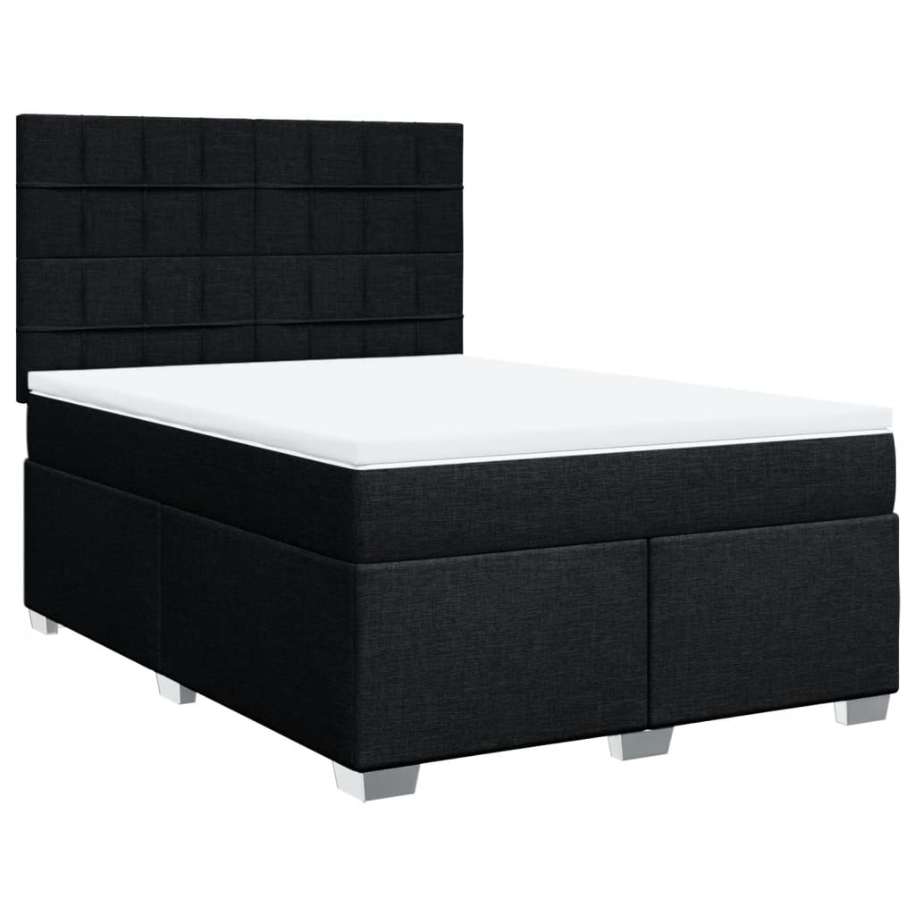 Boxspring met matras stof zwart 140x200 cm