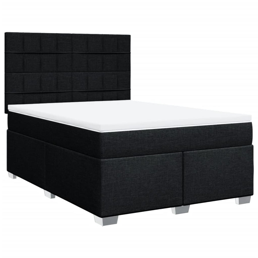 Boxspring met matras stof zwart 140x200 cm