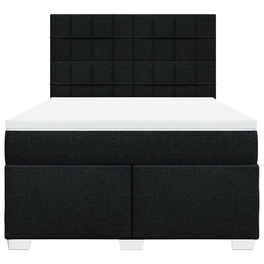 Boxspring met matras stof zwart 140x200 cm