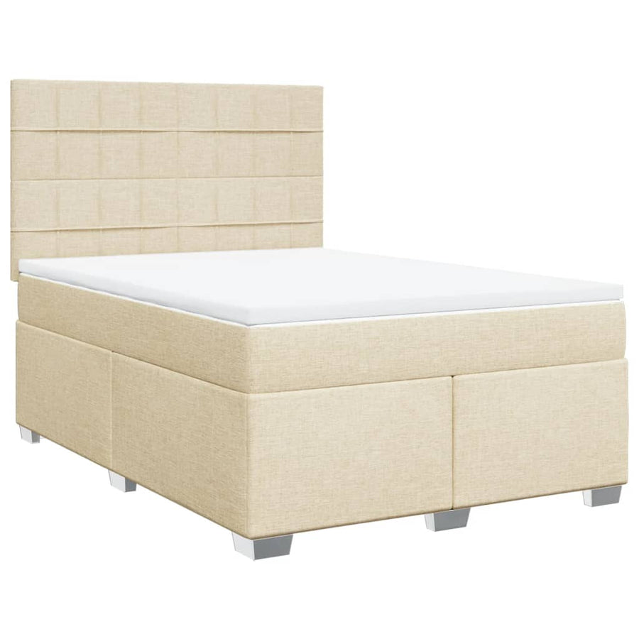 Boxspring met matras stof crèmekleurig 140x200 cm