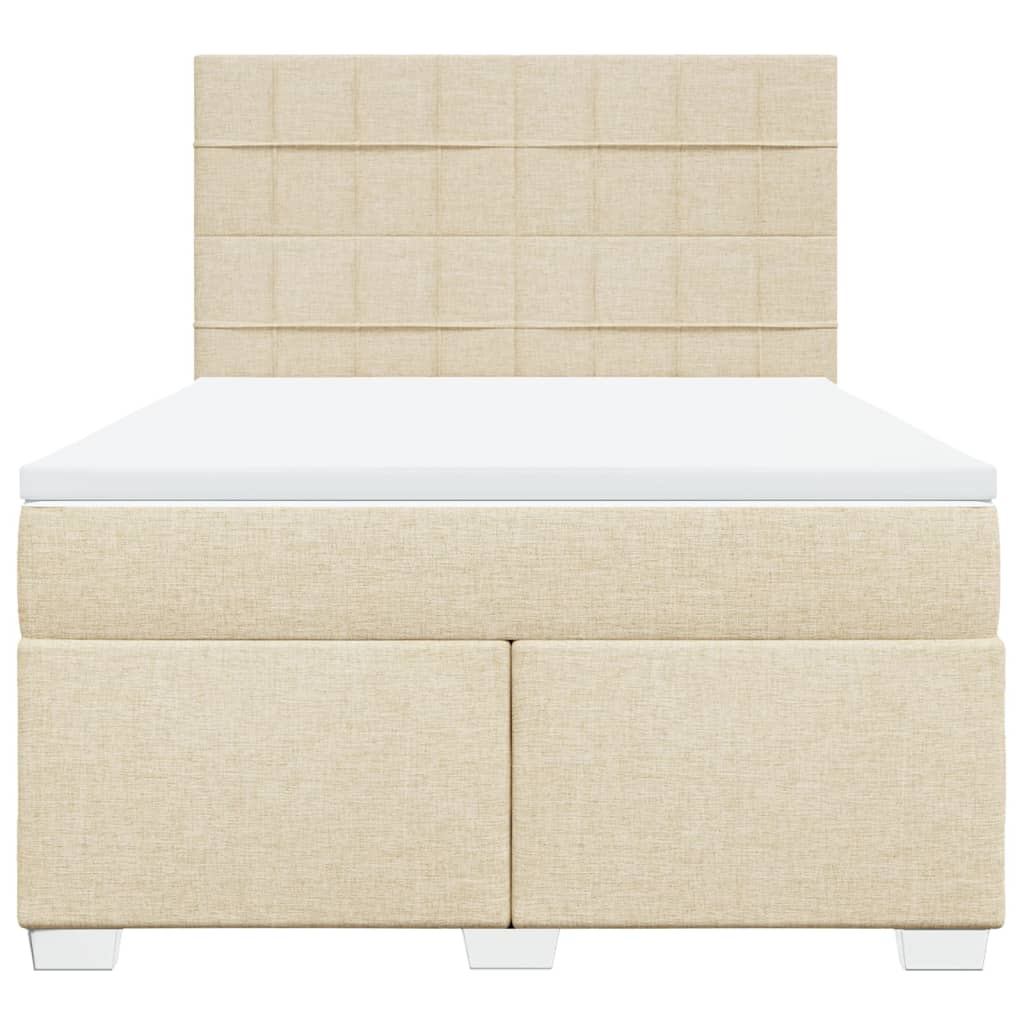 Boxspring met matras stof crèmekleurig 140x200 cm