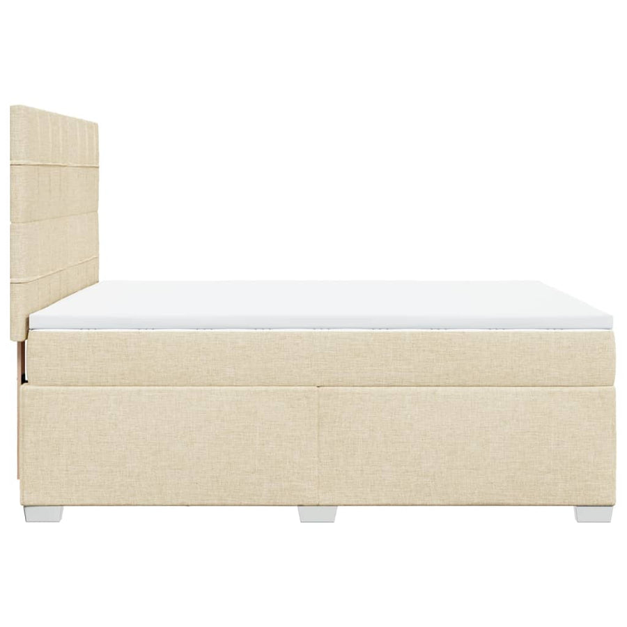 Boxspring met matras stof crèmekleurig 140x200 cm