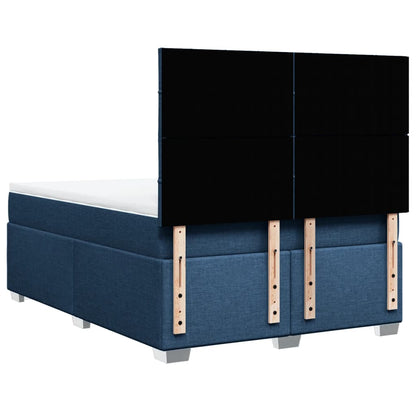 Boxspring met matras stof blauw 140x200 cm