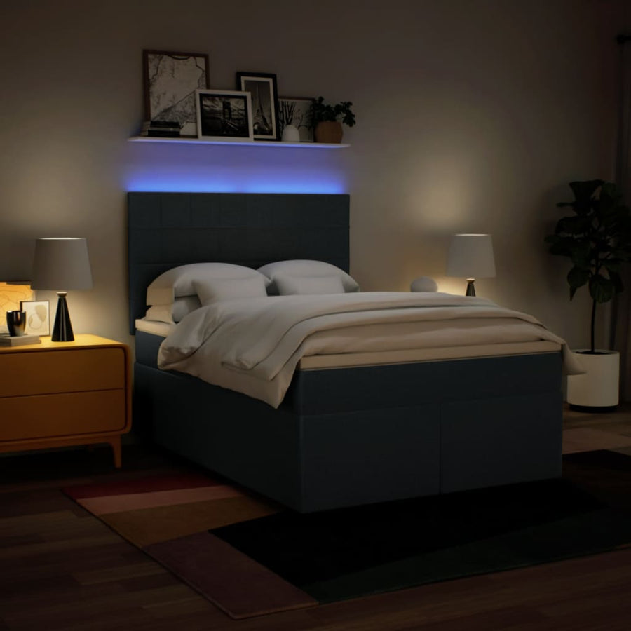 Boxspring met matras stof blauw 140x200 cm