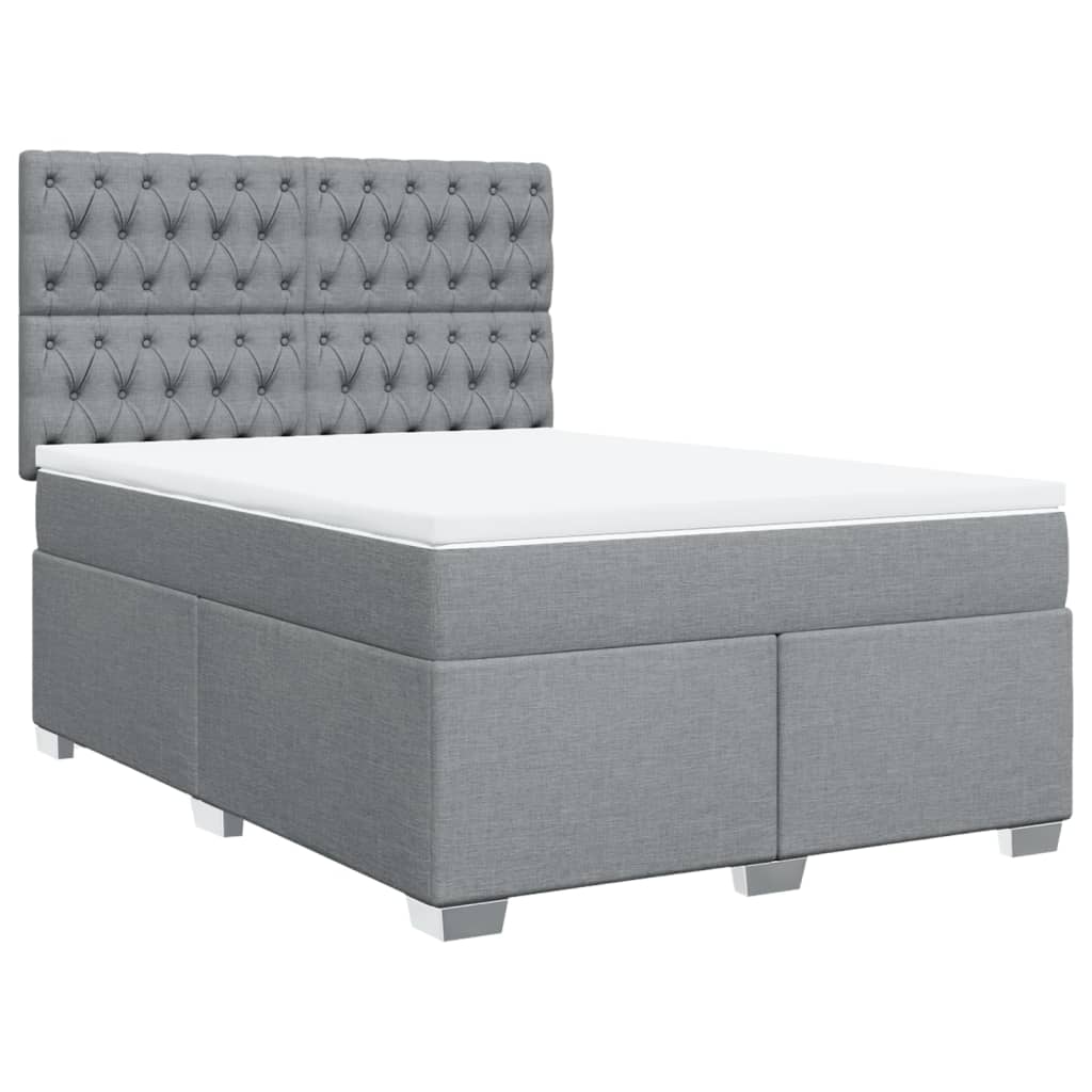 Boxspring met matras stof lichtgrijs 140x200 cm