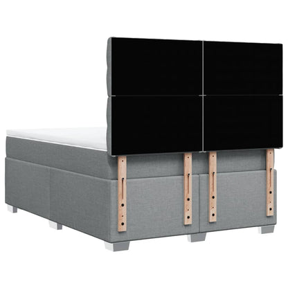 Boxspring met matras stof lichtgrijs 140x200 cm