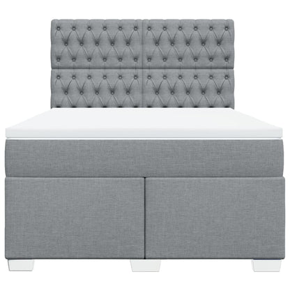 Boxspring met matras stof lichtgrijs 140x200 cm