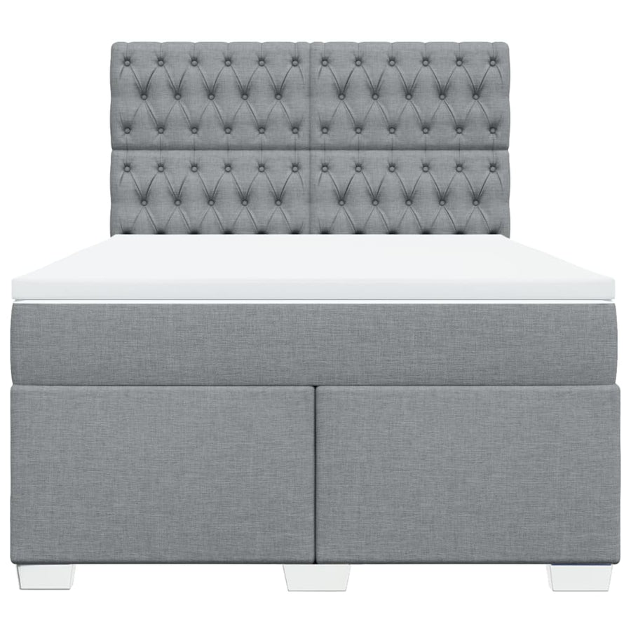 Boxspring met matras stof lichtgrijs 140x200 cm