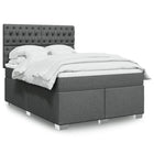 Dark grey fabric box spring with mattress 140x200 cm