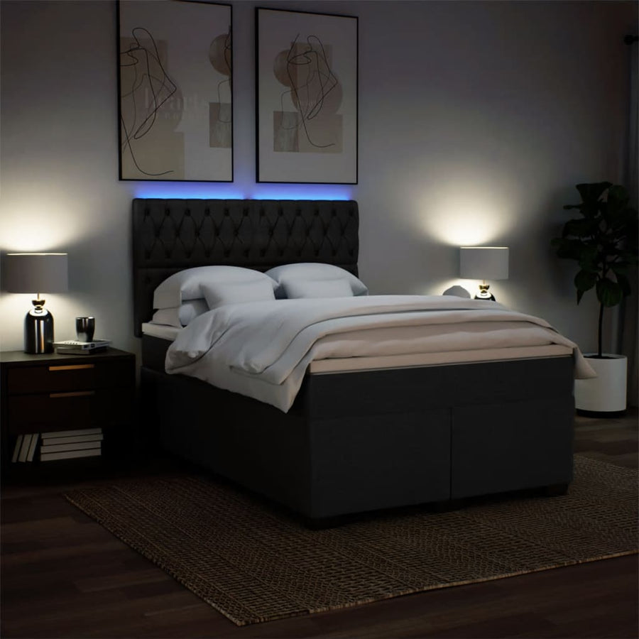 Boxspring met matras stof zwart 140x200 cm
