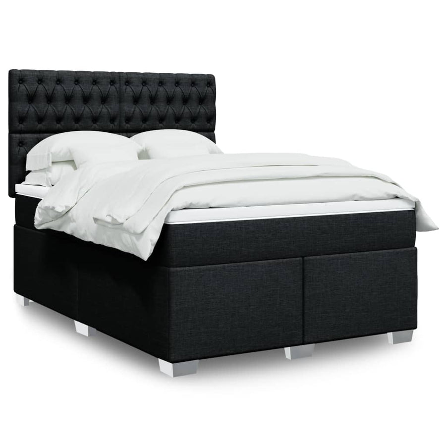 Boxspring met matras stof zwart 140x200 cm