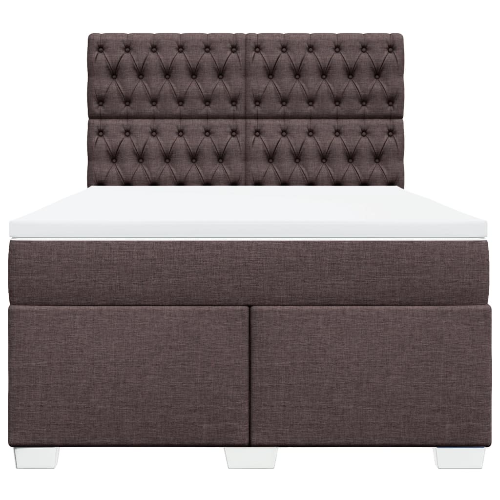 Boxspring met matras stof donkerbruin 140x200 cm