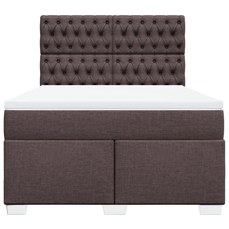 Boxspring met matras stof donkerbruin 140x200 cm