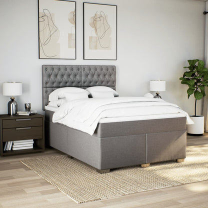 Boxspring met matras stof taupe 140x200 cm