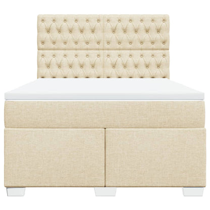 Boxspring met matras stof crèmekleurig 140x200 cm