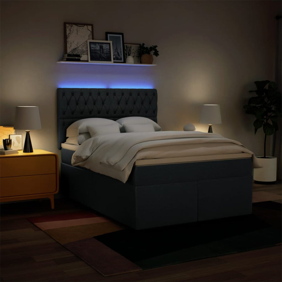 Boxspring met matras stof blauw 140x200 cm