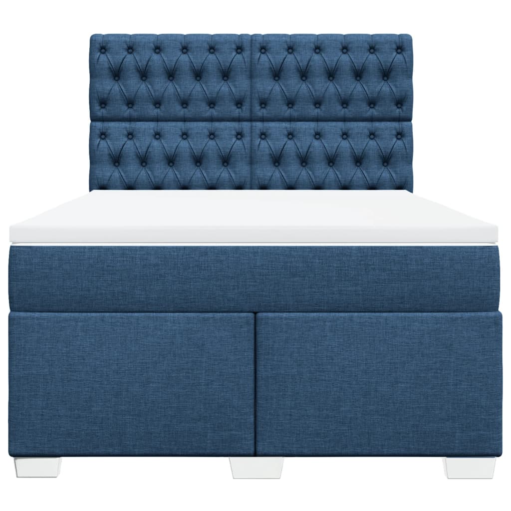 Boxspring met matras stof blauw 140x200 cm