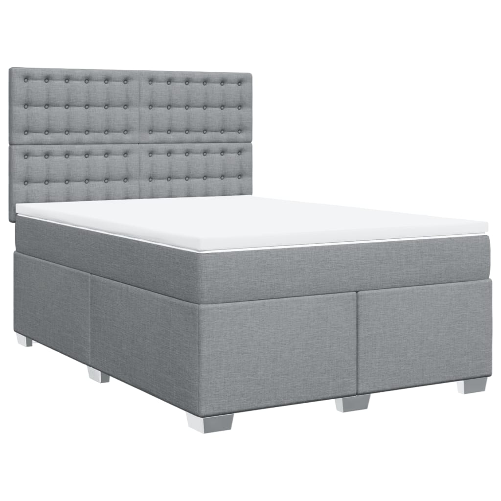 Boxspring met matras stof lichtgrijs 140x200 cm