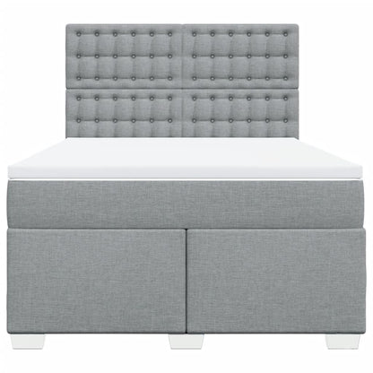 Boxspring met matras stof lichtgrijs 140x200 cm