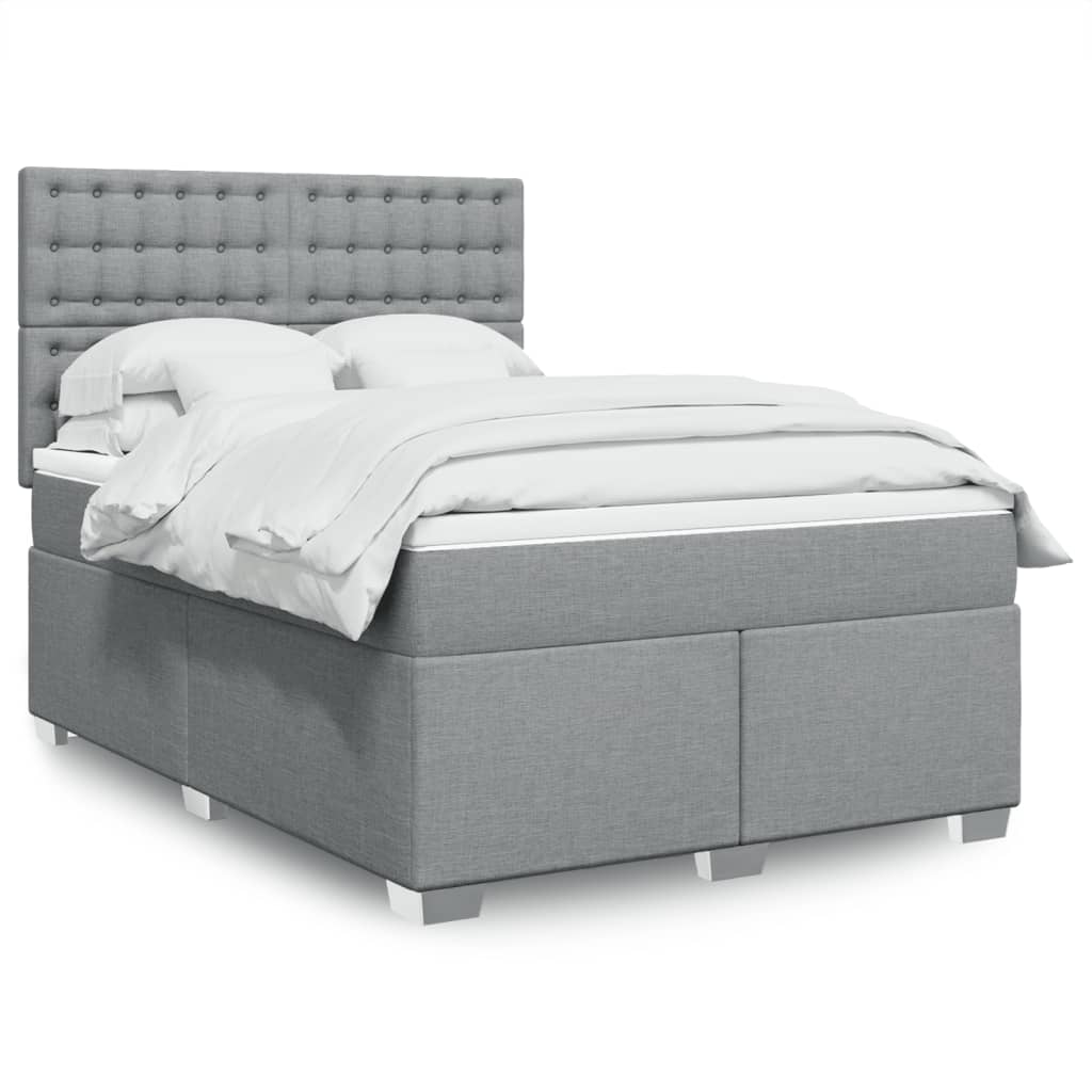 Boxspring met matras stof lichtgrijs 140x200 cm