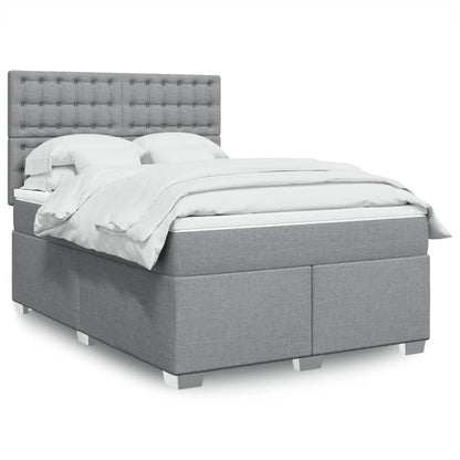 Boxspring met matras stof lichtgrijs 140x200 cm
