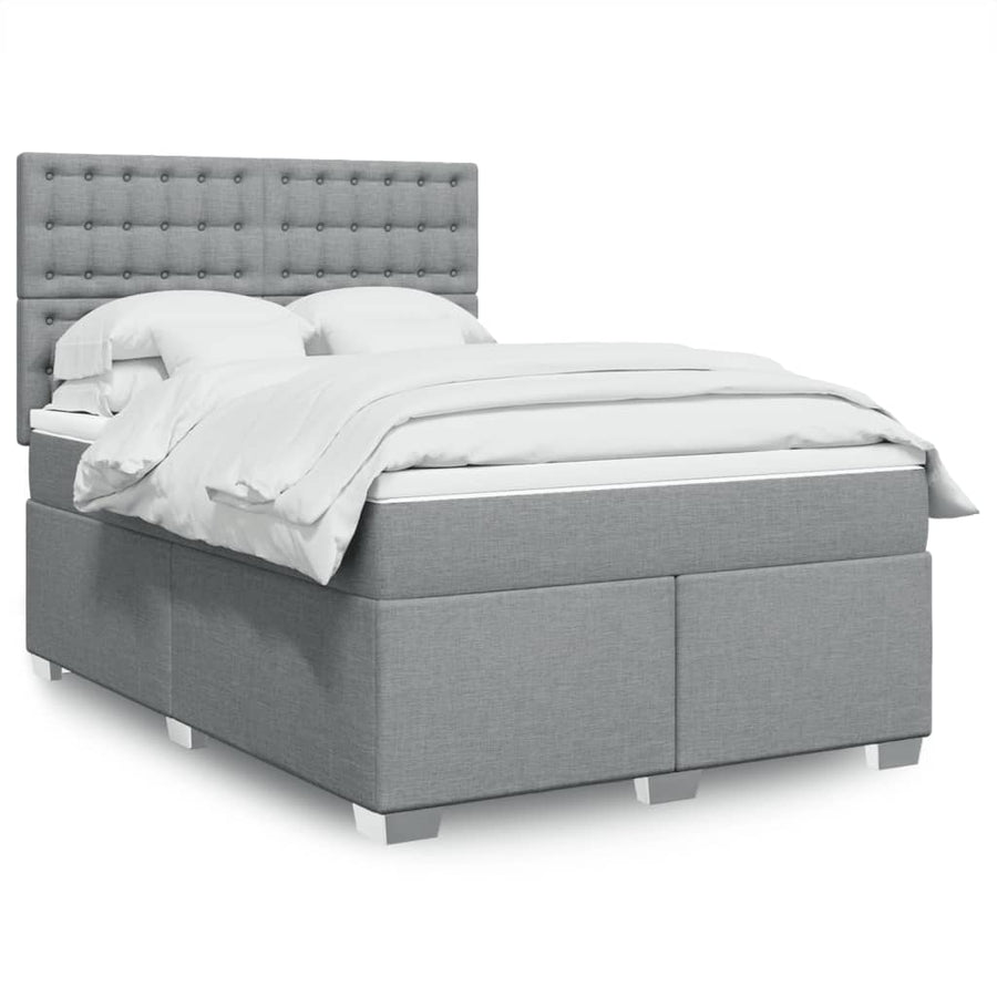 Boxspring met matras stof lichtgrijs 140x200 cm
