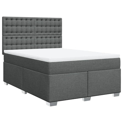 Boxspring met matras stof donkergrijs 140x200 cm