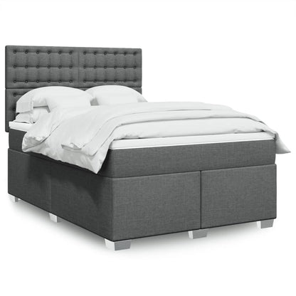 Boxspring met matras stof donkergrijs 140x200 cm