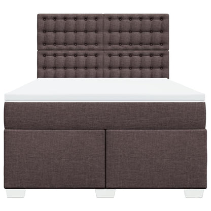 Boxspring met matras stof donkerbruin 140x200 cm