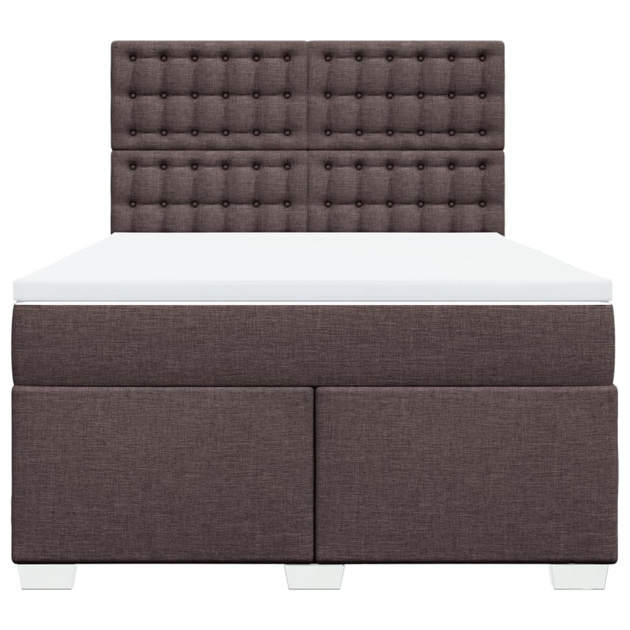 Boxspring met matras stof donkerbruin 140x200 cm