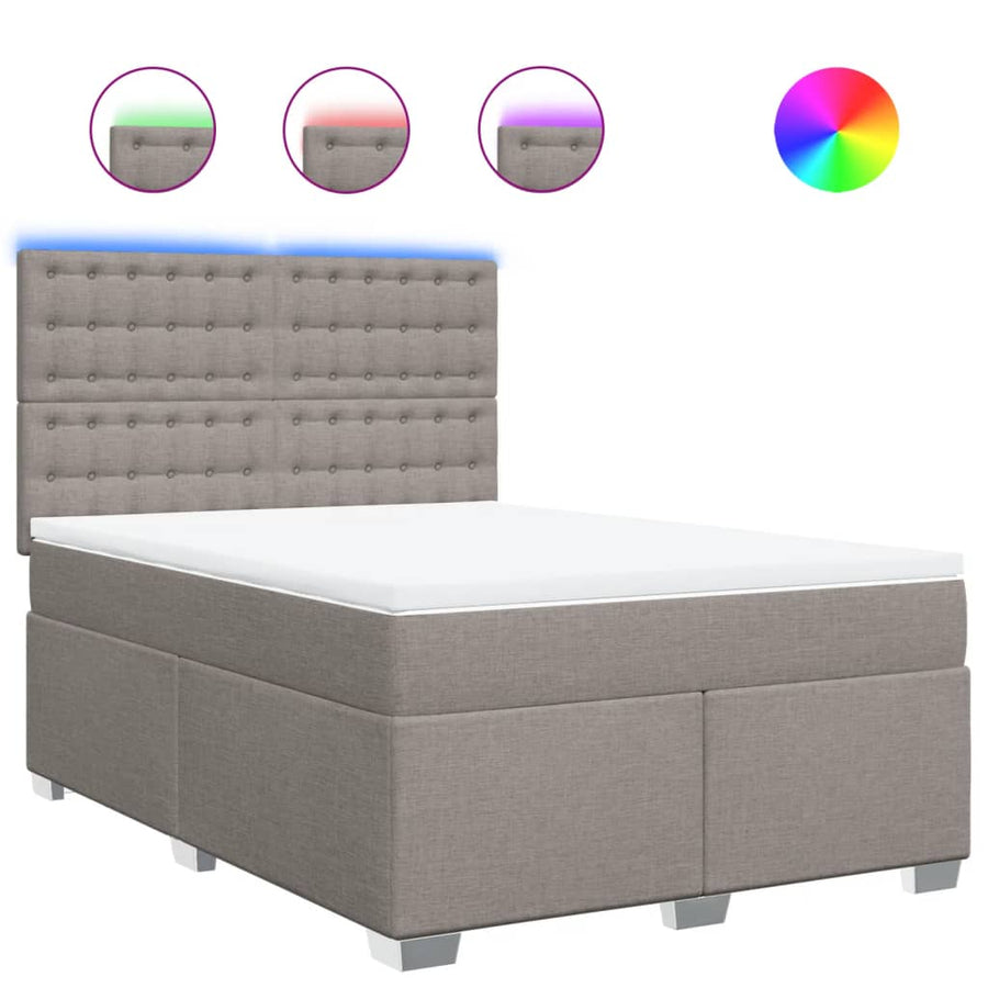 Boxspring met matras stof taupe 140x200 cm