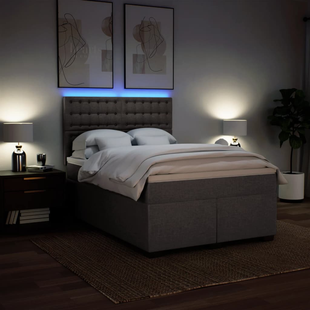 Boxspring met matras stof taupe 140x200 cm
