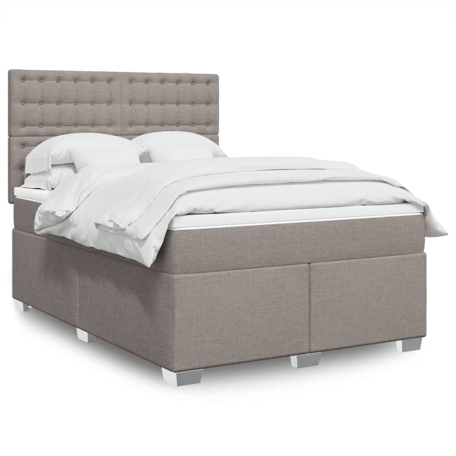 Boxspring met matras stof taupe 140x200 cm