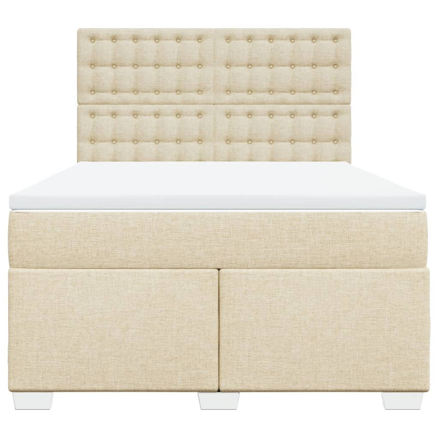 Boxspring met matras stof crèmekleurig 140x200 cm